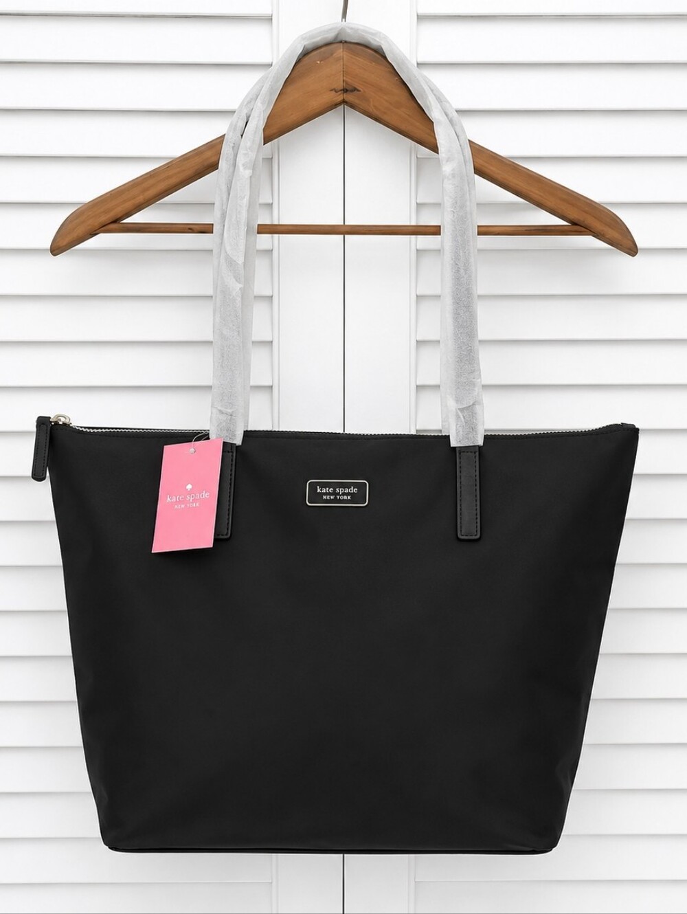Kate Spade Hayden Top Zip Nylon Tote NWT Black Large Shoulder Work Travel Bag